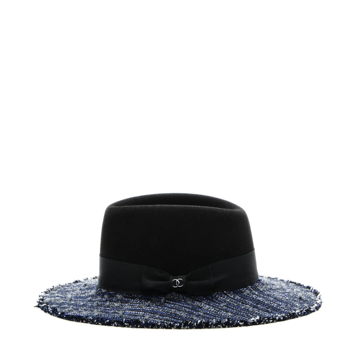 Tweed Felt CC Fedora Hat S Blue Black