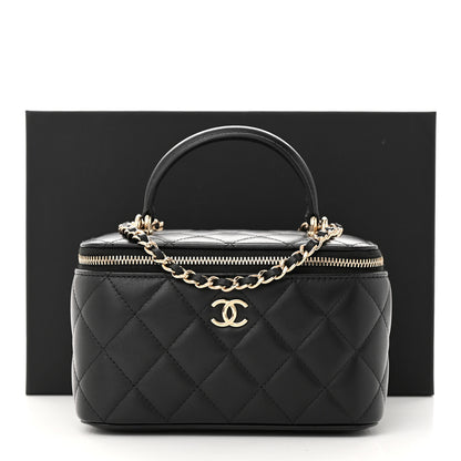 Chanel Lambskin Quilted Small Top Handle Vanity Case With Chain Black 11 of 11