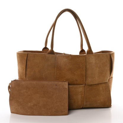 Bottega Veneta Suede Maxi Intrecciato Small Arco Tote Brown 3 of 12