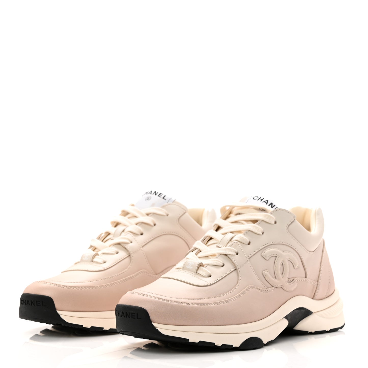 Gradiant Calfskin CC Womens Sneakers 40 Beige