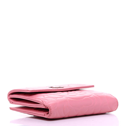 Chanel Lambskin Embossed Camellia French Wallet Pink 4 of 8