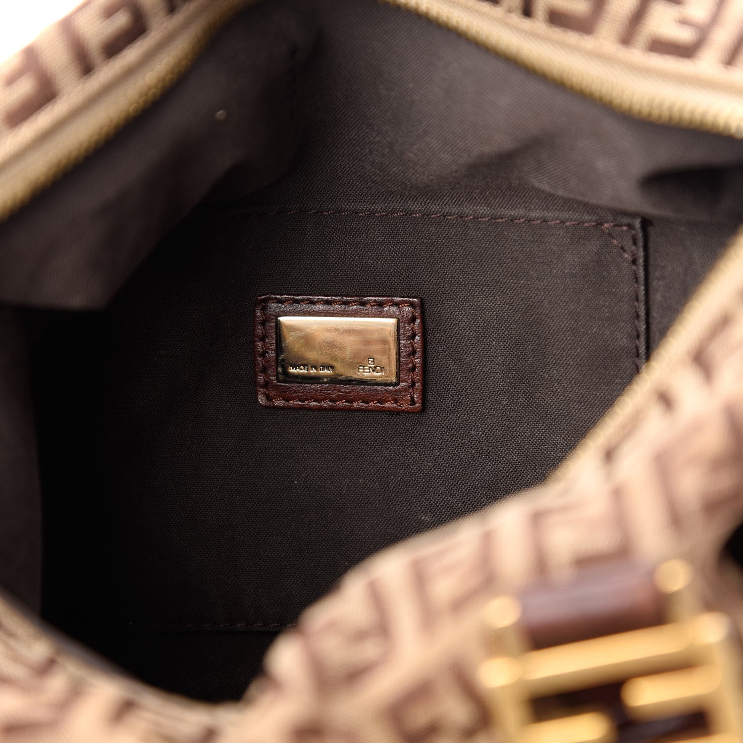 Fendi Zucchino Vitello Small Boston Mogano Panna Bruciato 6 of 9