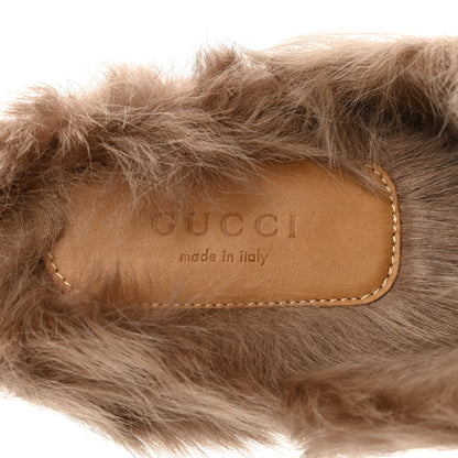 Gucci Calfskin Fur Tiger Embroidered Womens Princetown Slippers 37.5 Black 5 of 8