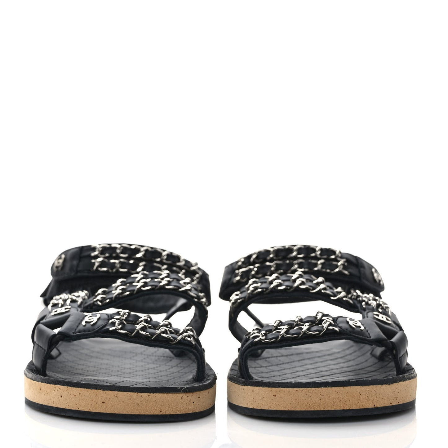 Lambskin Chain Sandals 40 Black