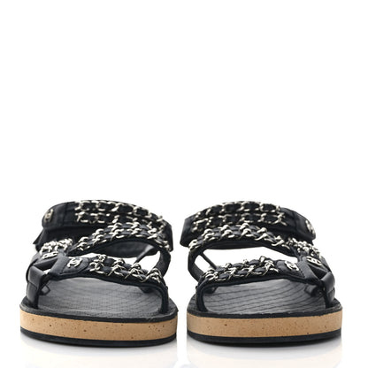 Chanel Lambskin Chain Sandals 40 Black 2 of 8