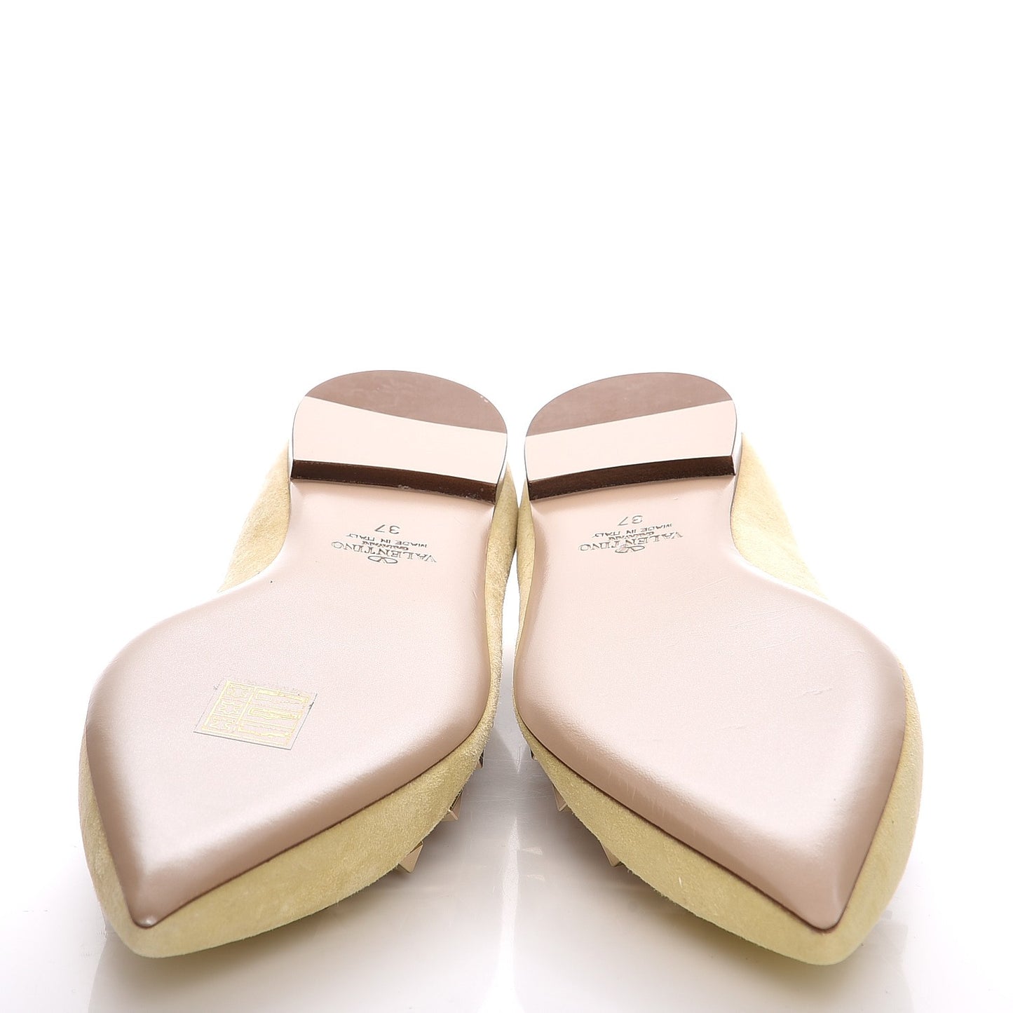 Suede Rockstud Ballerina Flats 37 Light Yellow