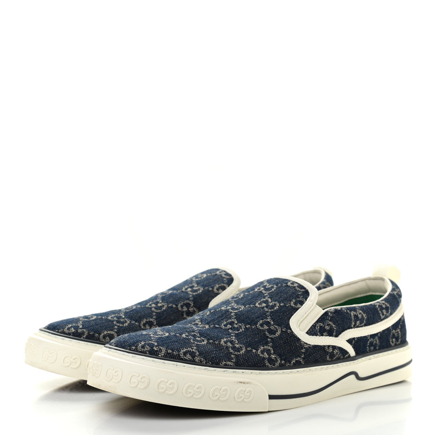 Gucci New Denim GG Monogram Mens 1977 Tennis Slip On Sneakers 9.5 Blue Tea Mystic White 3 of 10