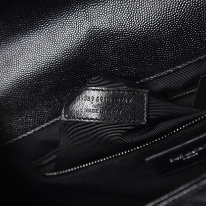 Saint Laurent Grain De Poudre Textured Mixed Matelasse Large Triquilt Monogram Monochrome Satchel Black 7 of 7