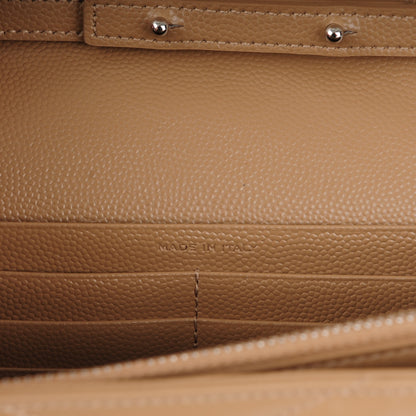Saint Laurent Grain De Poudre Matelasse Chevron Monogram Chain Wallet Deep Beige 6 of 8