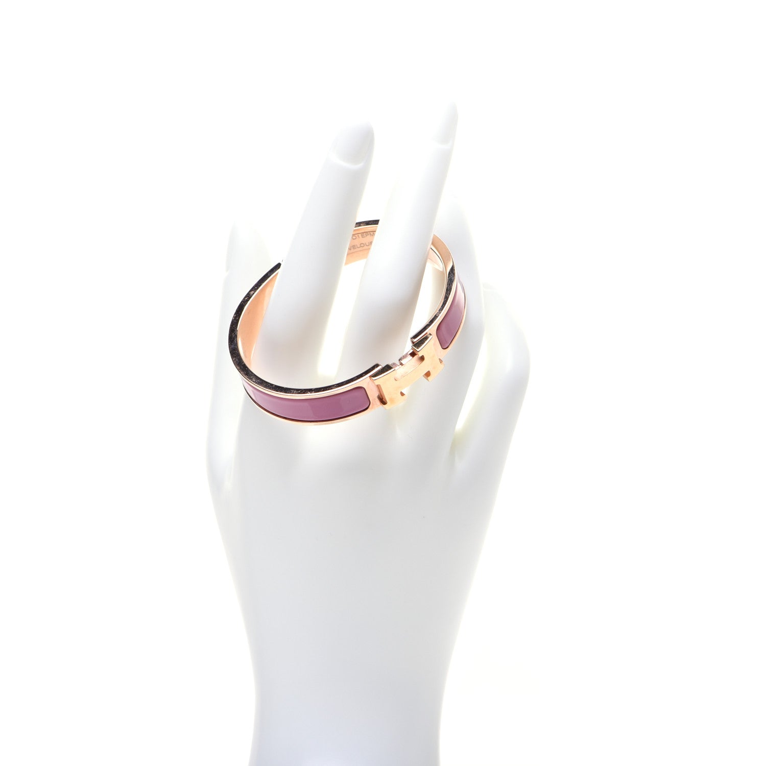 Hermes Enamel Narrow Clic Clac H Bracelet PM Rose Velours 2 of 7