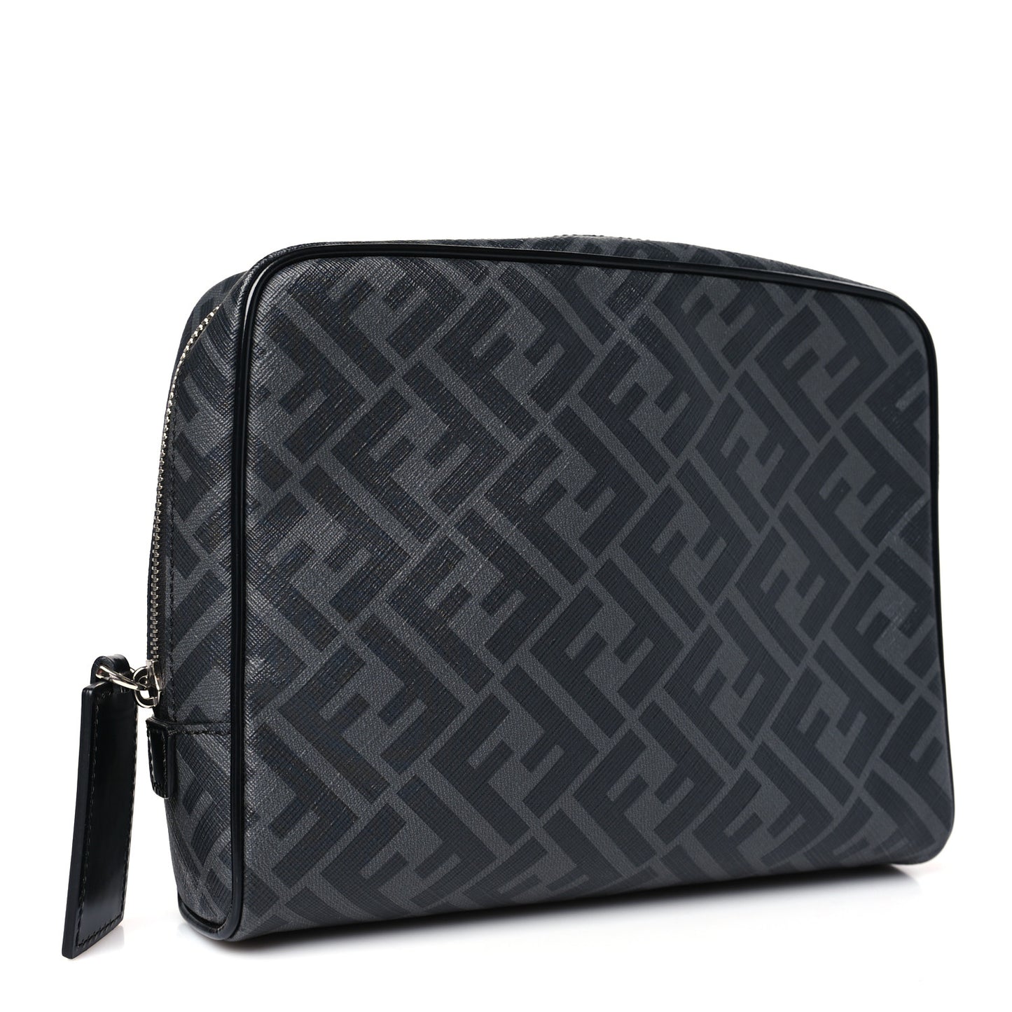 Glazed Fabric Vitello Brush FF 1974 Toiletry Case Black