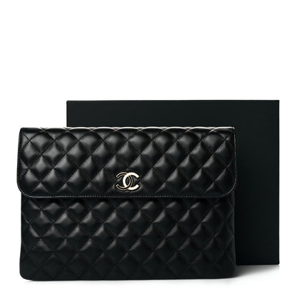Chanel Lambskin Enamel Quilted Document Portfolio Holder Black 9 of 9