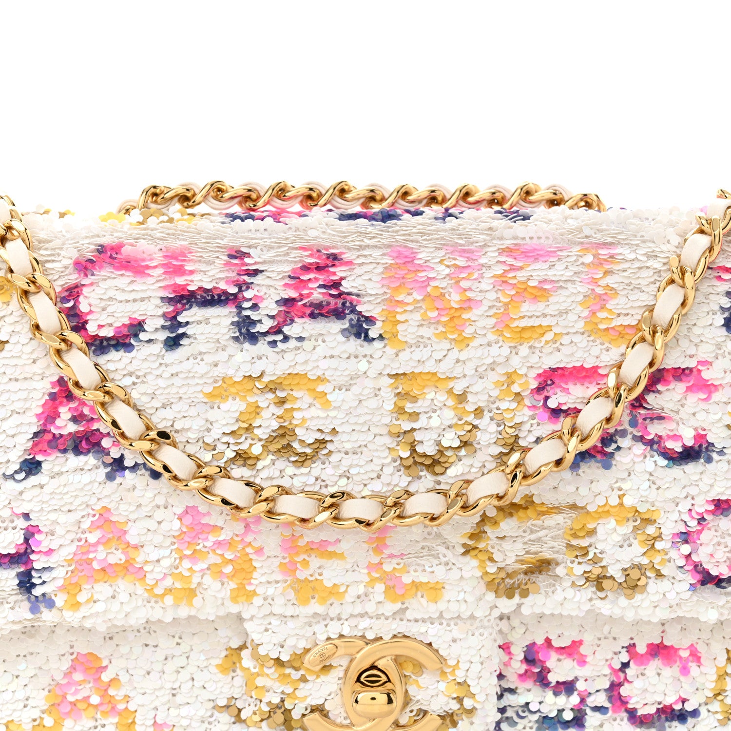 Chanel Sequin Logo Mini Rectangular Flap White Multicolor White Multicolor 8 of 11