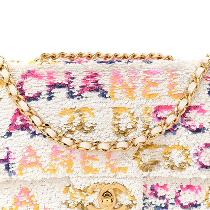 Chanel Sequin Logo Mini Rectangular Flap White Multicolor White Multicolor 8 of 11