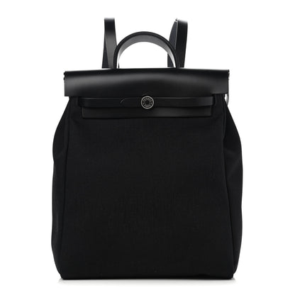Hermes Military Toile Vache Hunter Herbag a Dos Zip Retourne Backpack Black 3 of 12