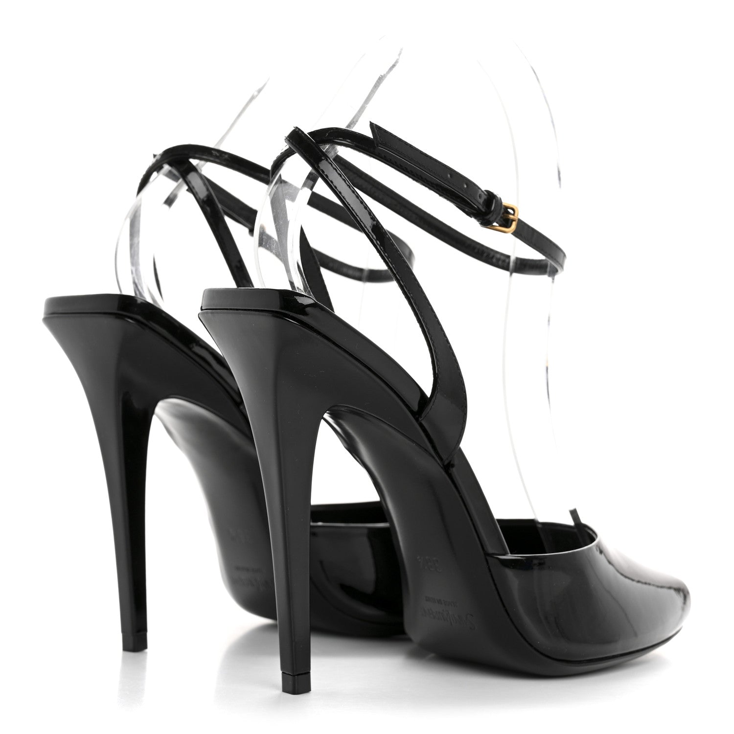 Saint Laurent Patent Calfskin La Scandale 110 Sandals 38.5 Black 5 of 10