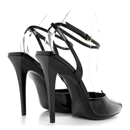 Saint Laurent Patent Calfskin La Scandale 110 Sandals 38.5 Black 5 of 10