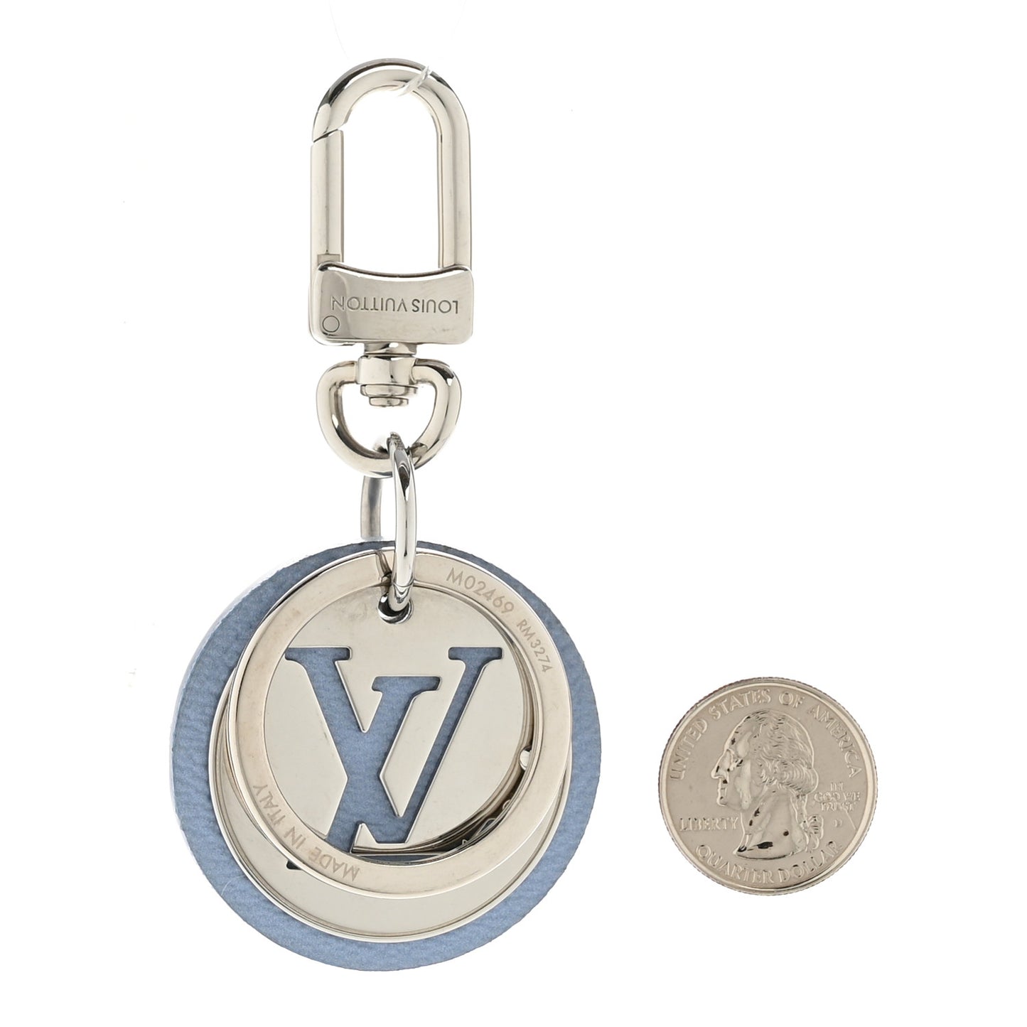 LV Circle Key Holder Bag Charm Sky Blue