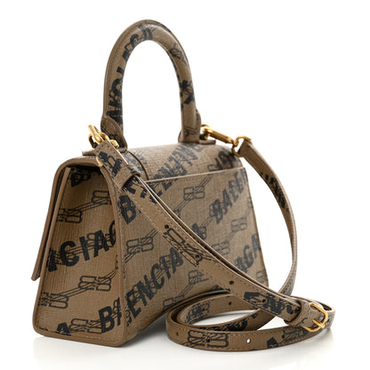 Balenciaga Coated Canvas BB Monogram Logo Print XS Hourglass Top Handle Bag Beige Brown Black 3 of 12