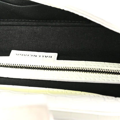 Balenciaga Calfskin Crocodile Embossed Small Lindsay Shoulder Bag Optic White 5 of 10