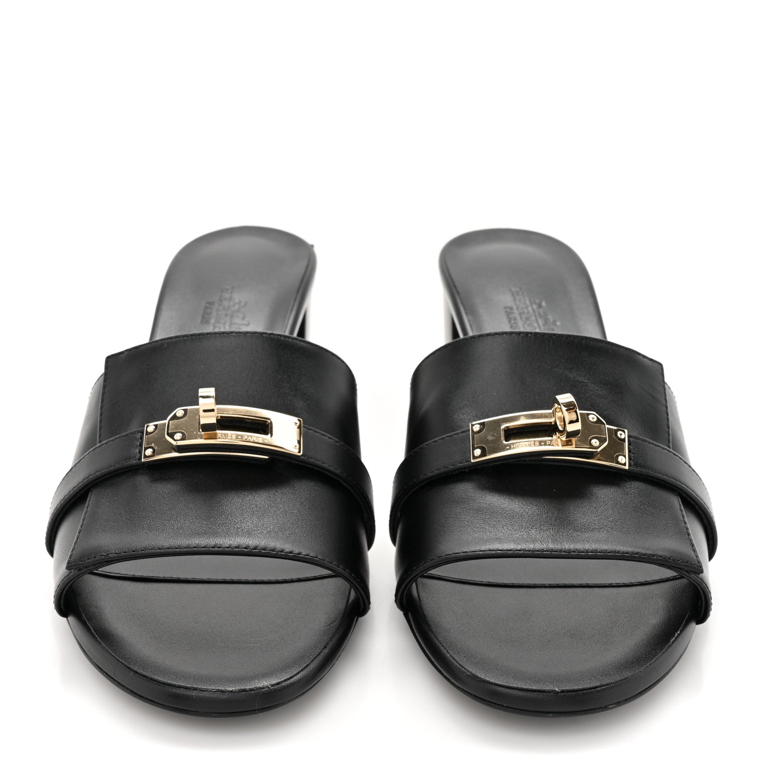 Hermes Calfskin Gigi 50 Sandals 37.5 Black 3 of 11