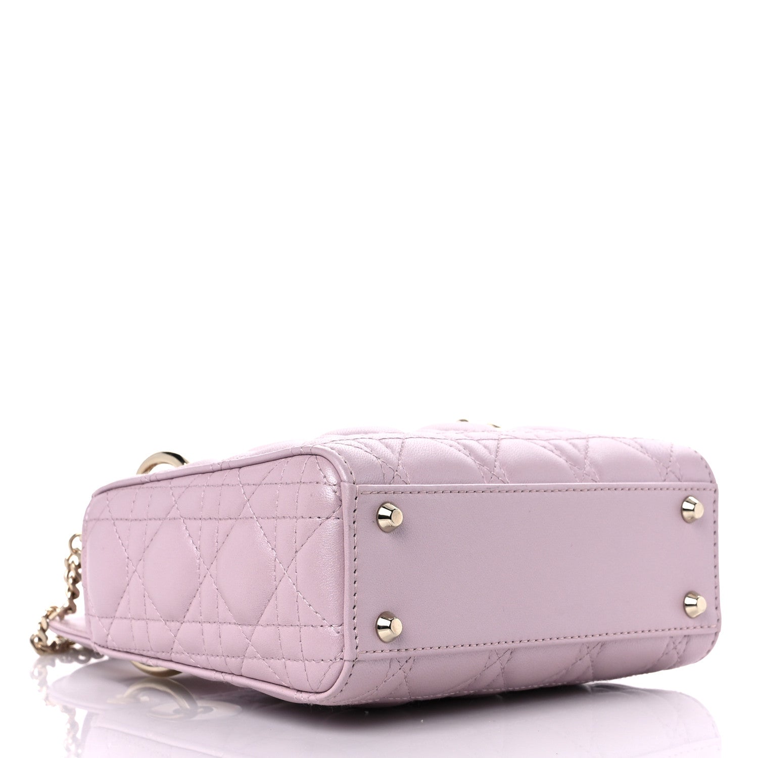 Christian Dior Metallic Lambskin Cannage Mini Lady Dior Lotus 4 of 9