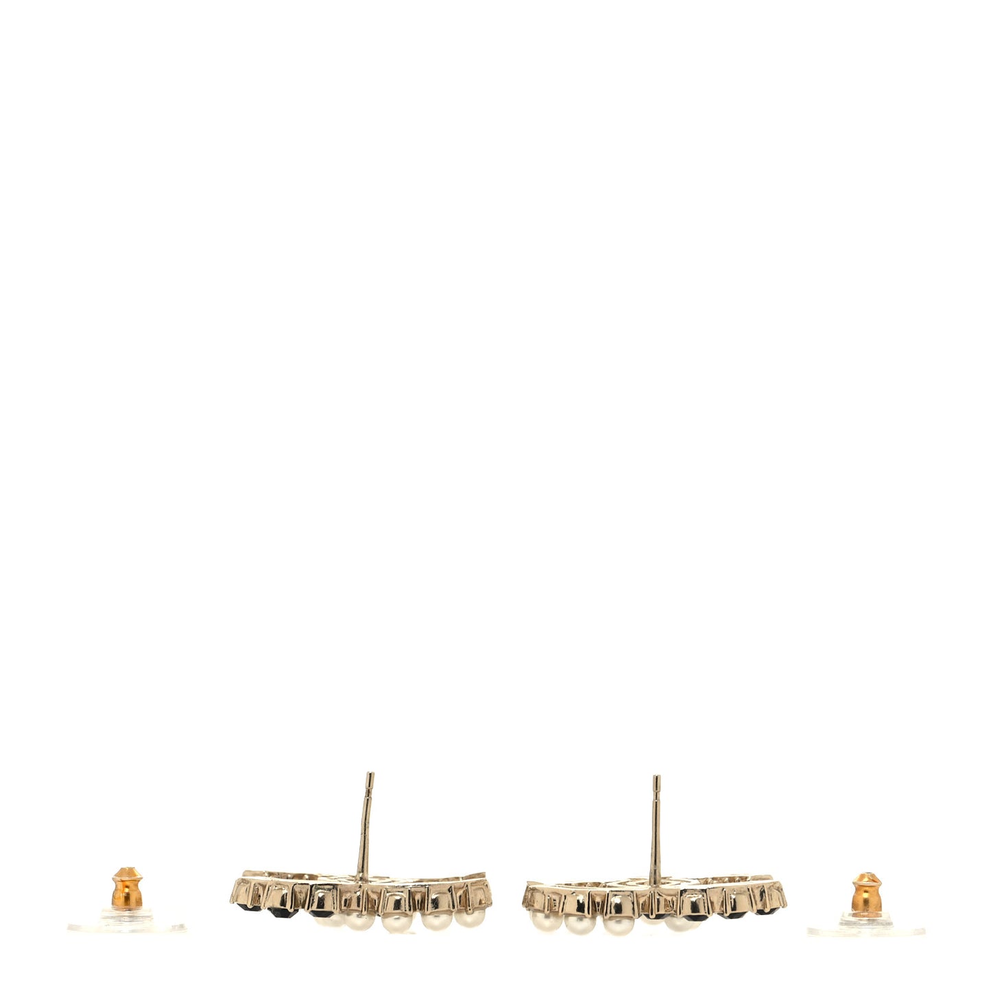 Crystal Pearl CC Dazzling Domino Earrings Gold Black