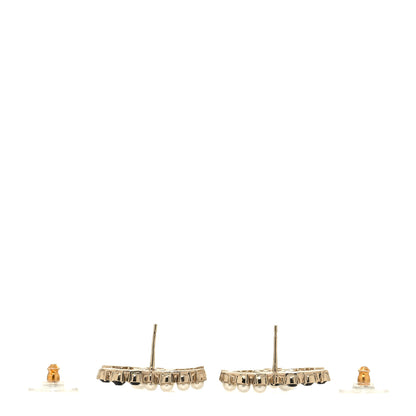 Chanel Crystal Pearl CC Dazzling Domino Earrings Gold Black 3 of 4