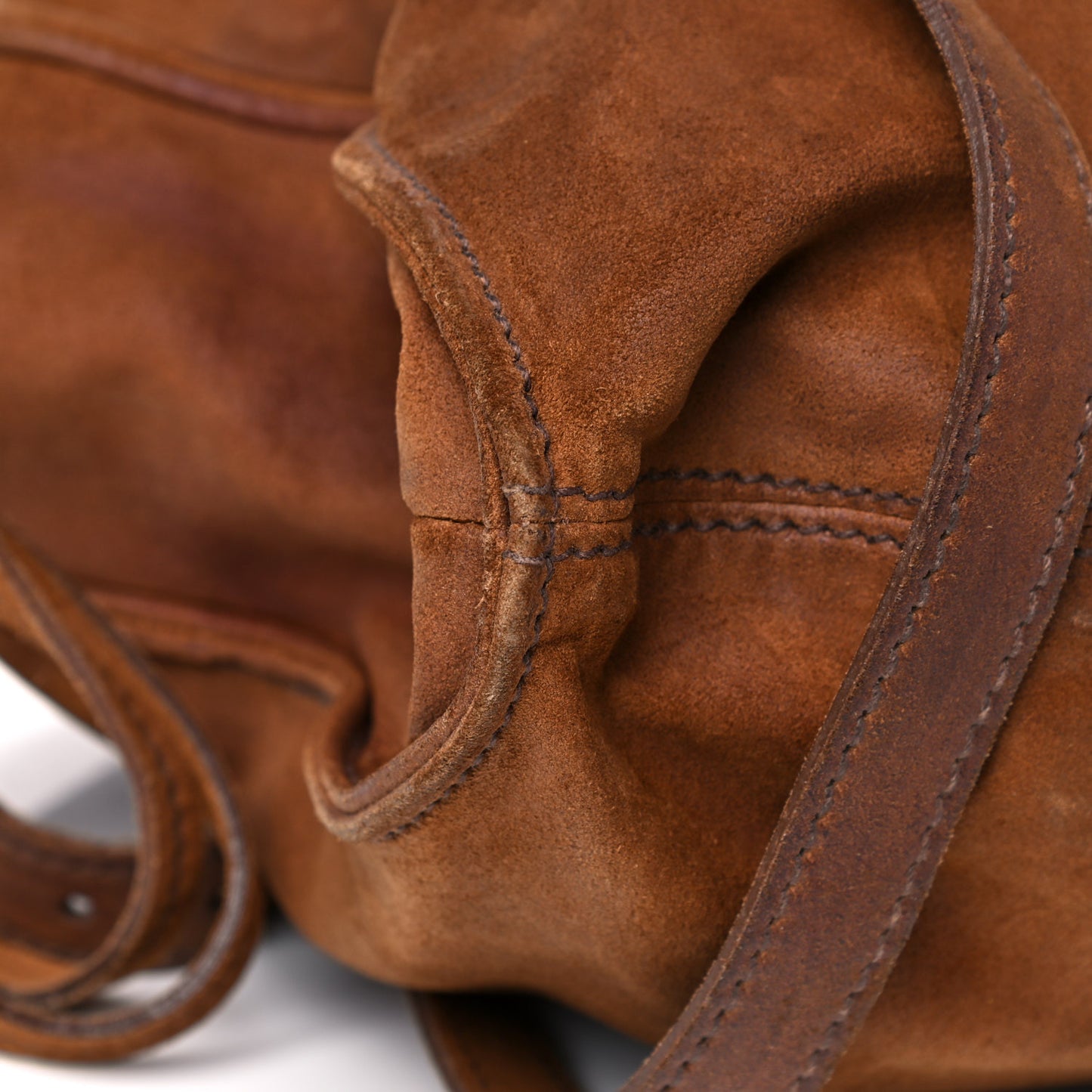 Suede Drawstring Tote Brown