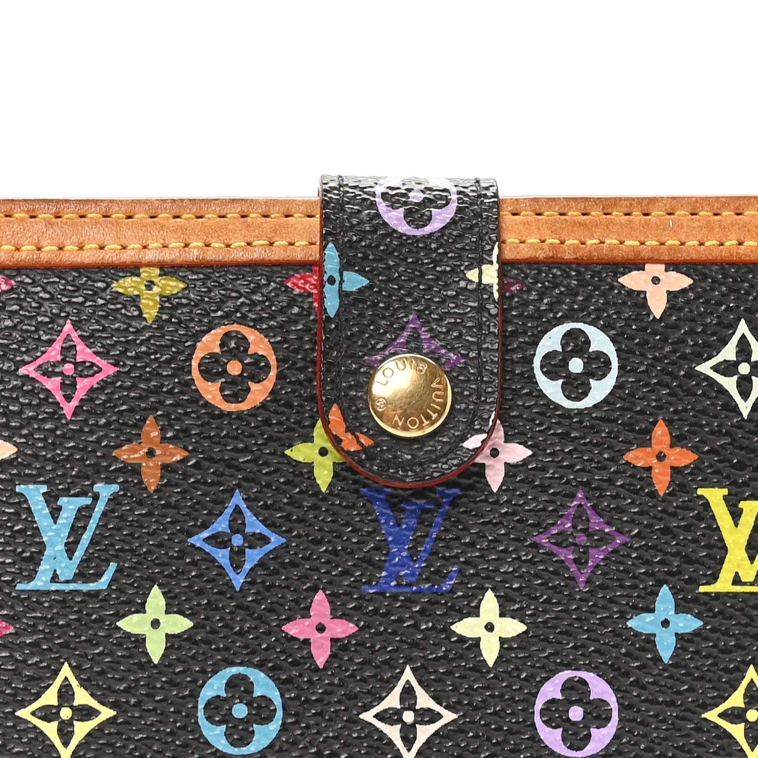 Louis Vuitton Monogram Multicolor French Purse Wallet Black 8 of 10