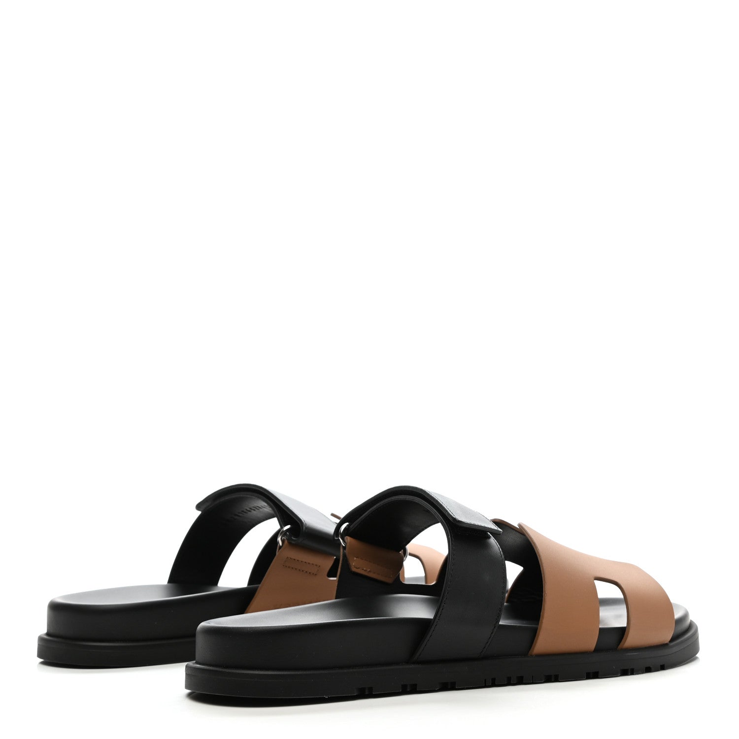 Hermes Calfskin Mens Chypre Sandals 43.5 Naturel Safari Black 4 of 9