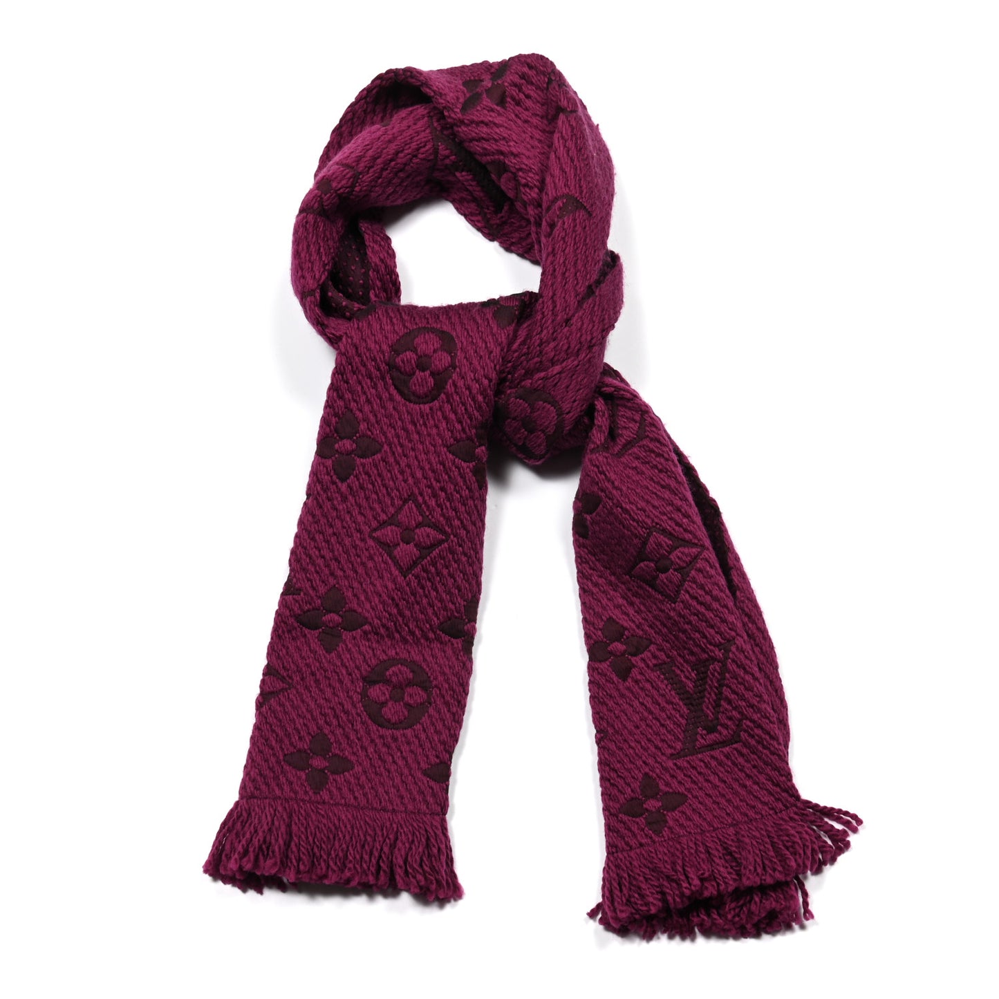 Wool Silk Logomania Scarf Cherry