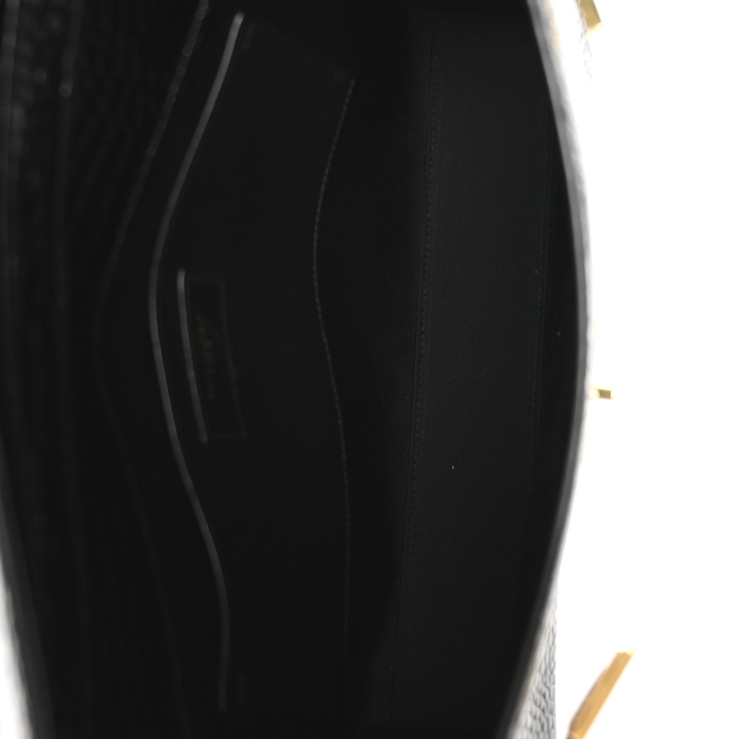 Shiny Calfskin Crocodile Embossed Manhattan Baguette Black