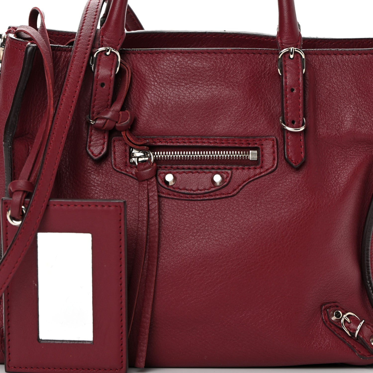 Balenciaga Veau Papier Mini A4 Zip Around Tote Rouge Aubergine 8 of 15