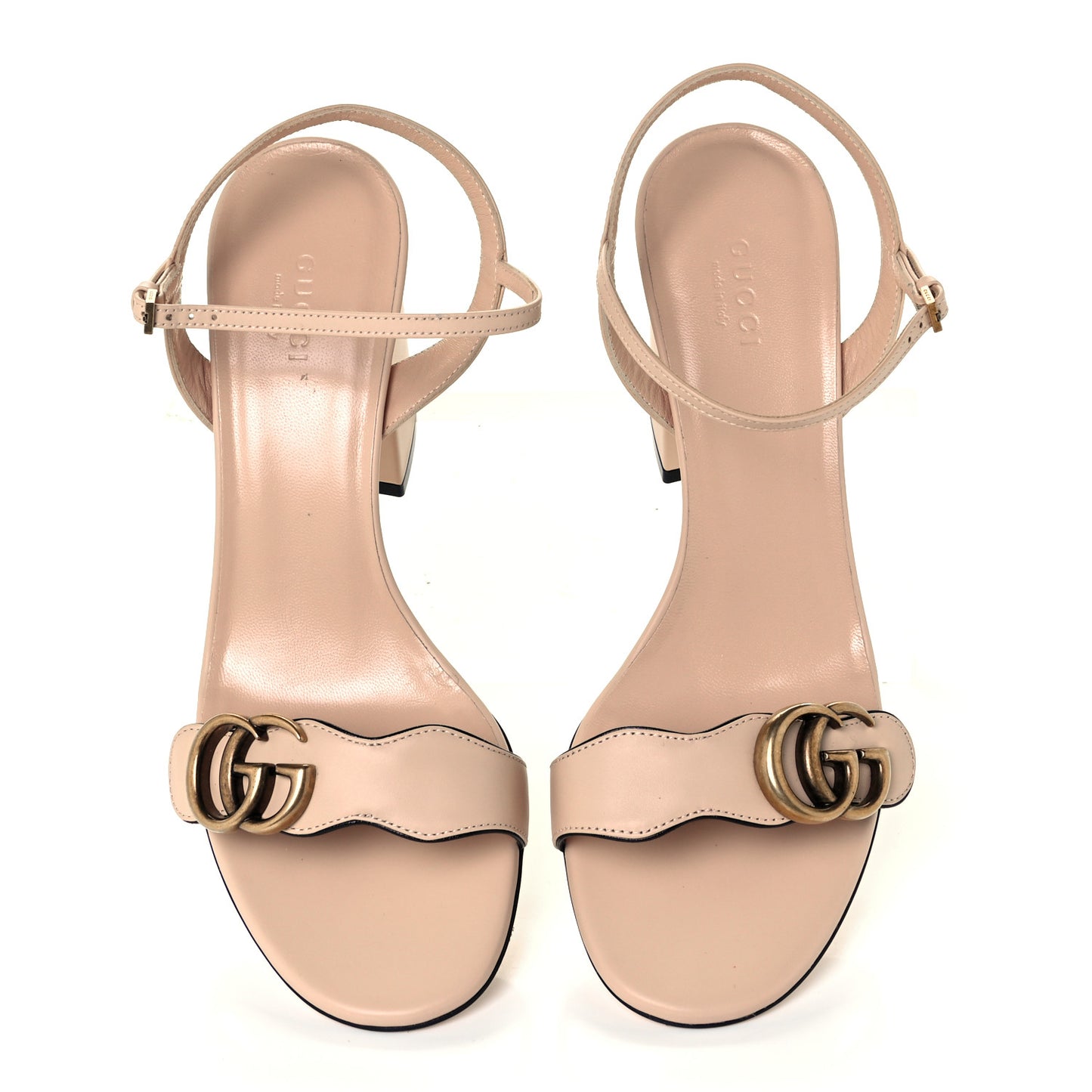 Lifford Calfskin GG Marmont Ankle Wrap 75mm Sandals 39 Skin Rose
