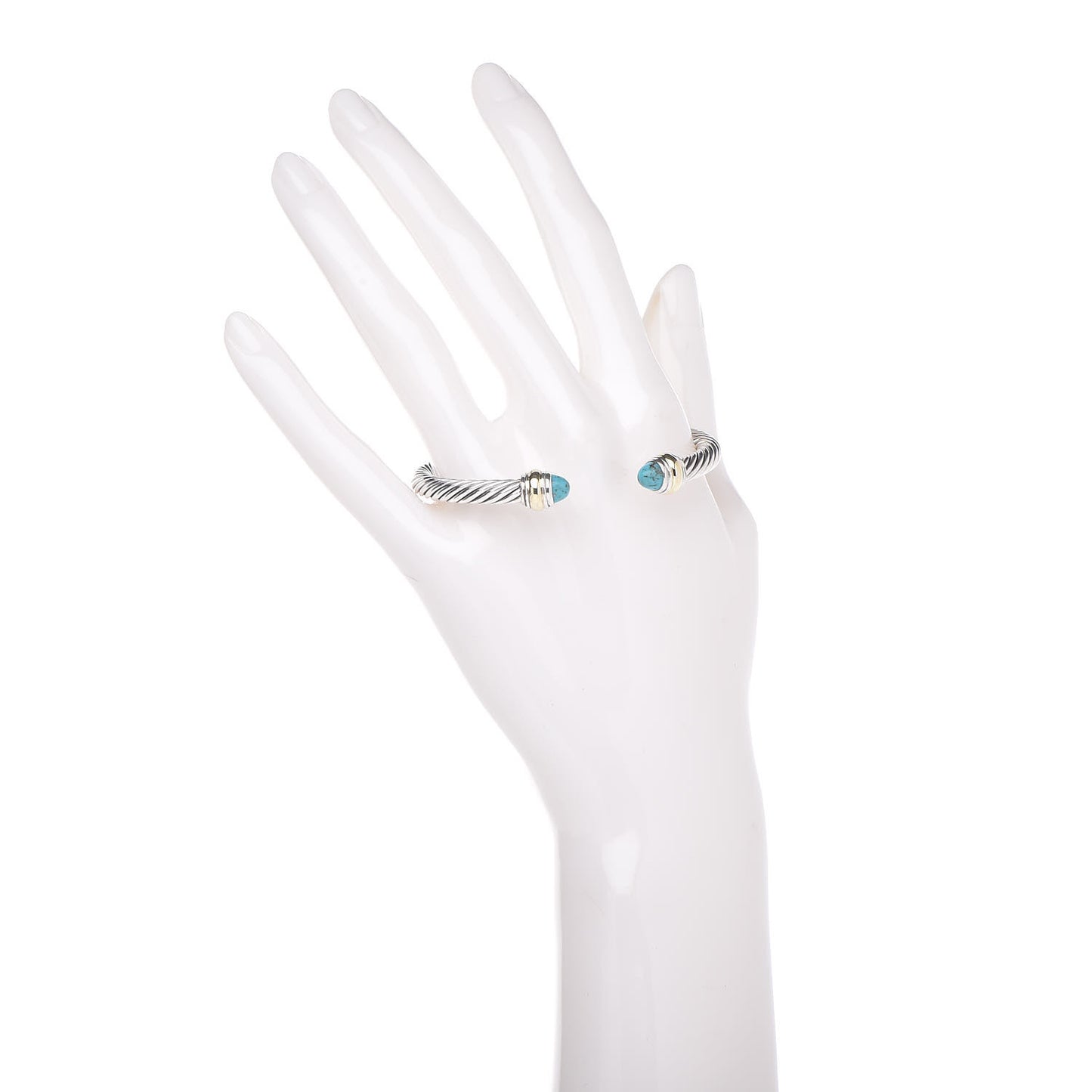 Sterling Silver 14K Yellow Gold Turquoise 5mm Cable Classics Bracelet
