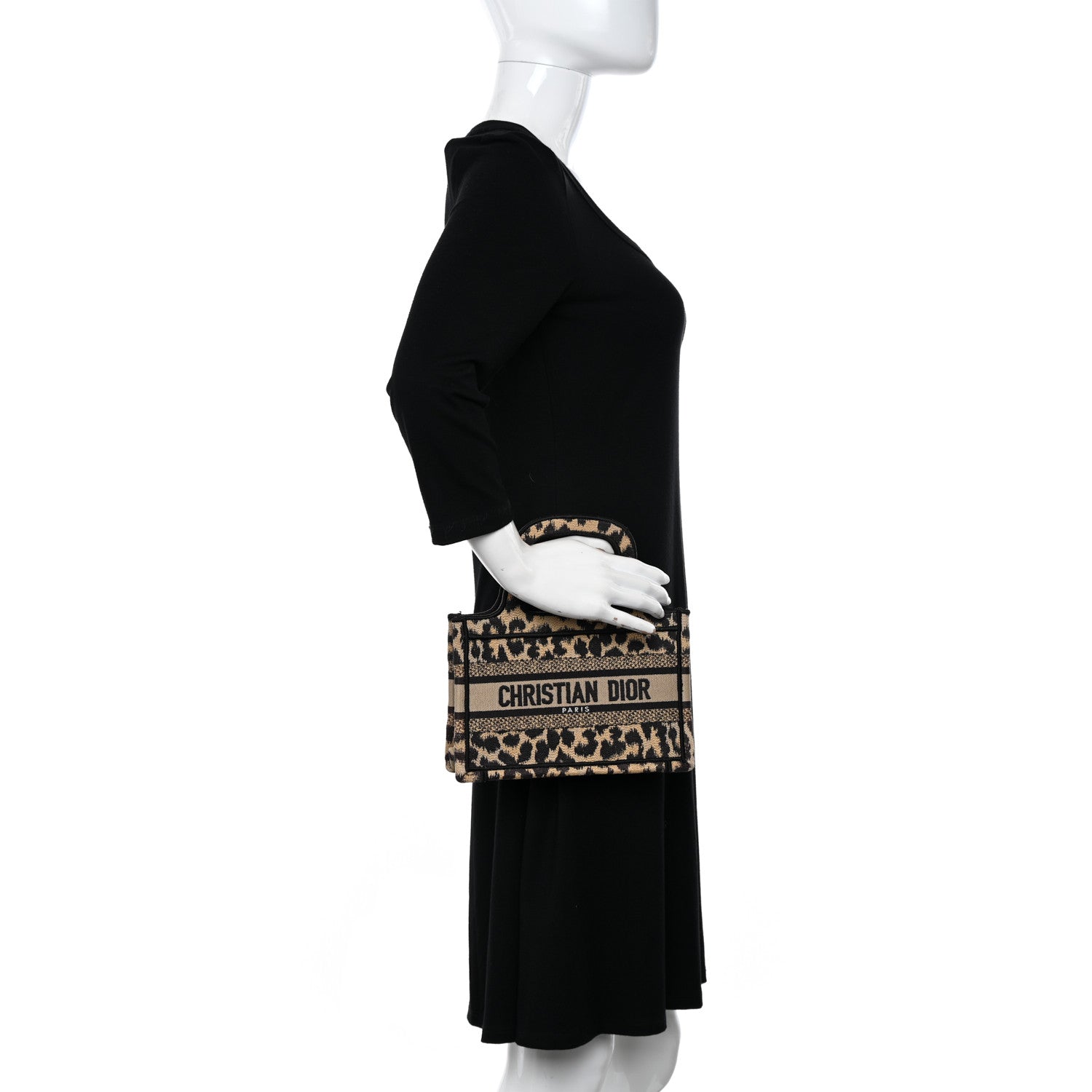 Christian Dior Canvas Mizza Embroidered Mini Leopard Book Tote Beige 2 of 11