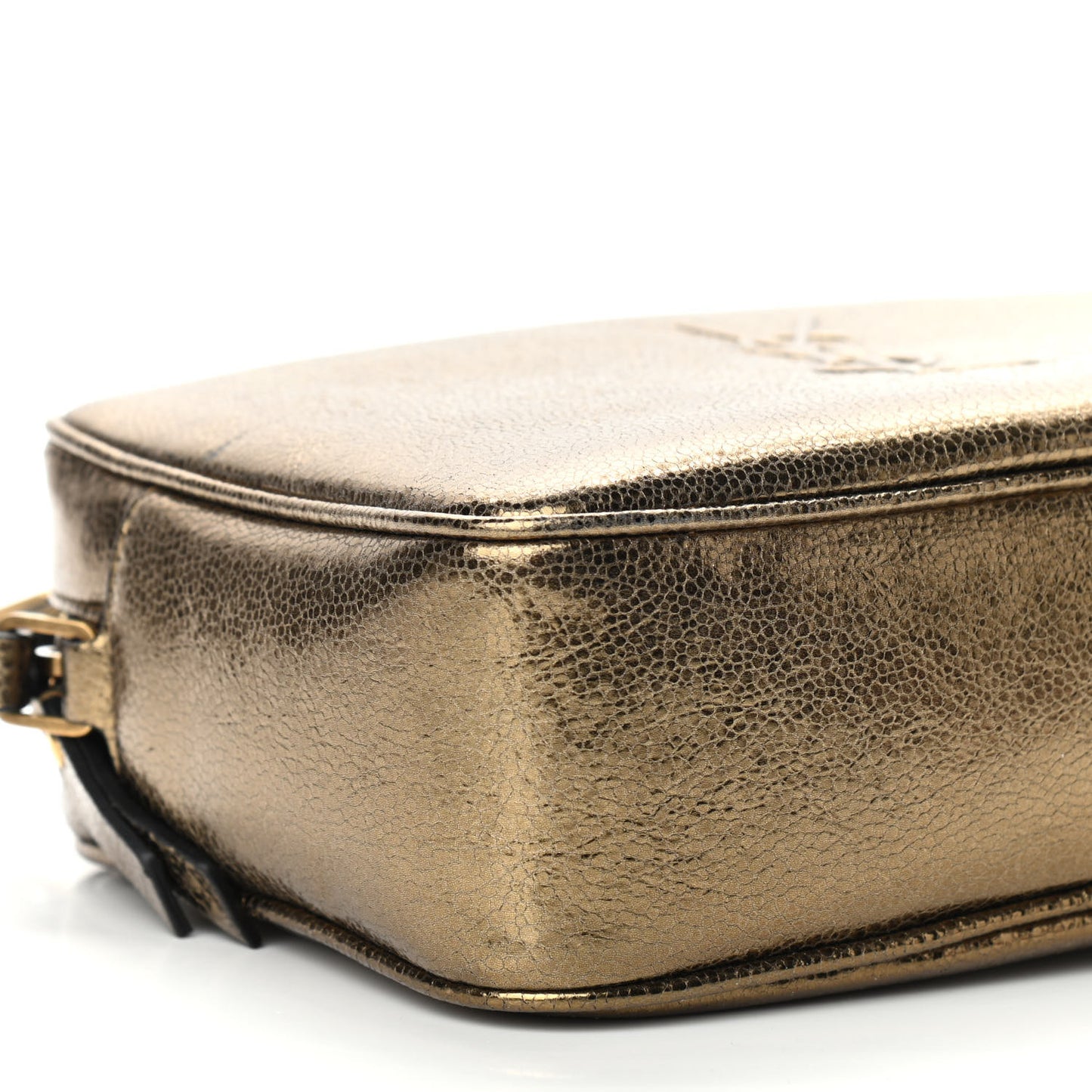 Calfskin Lame Monogram Small Lou Camera Bag Gold Olive