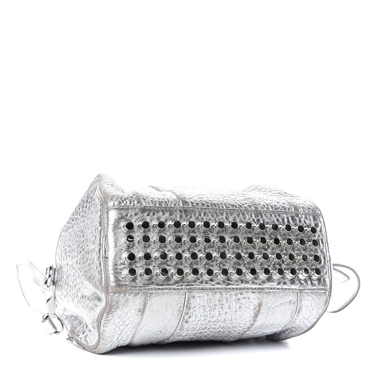 Metallic Pebbled Lambskin Rockie Rhodium Silver