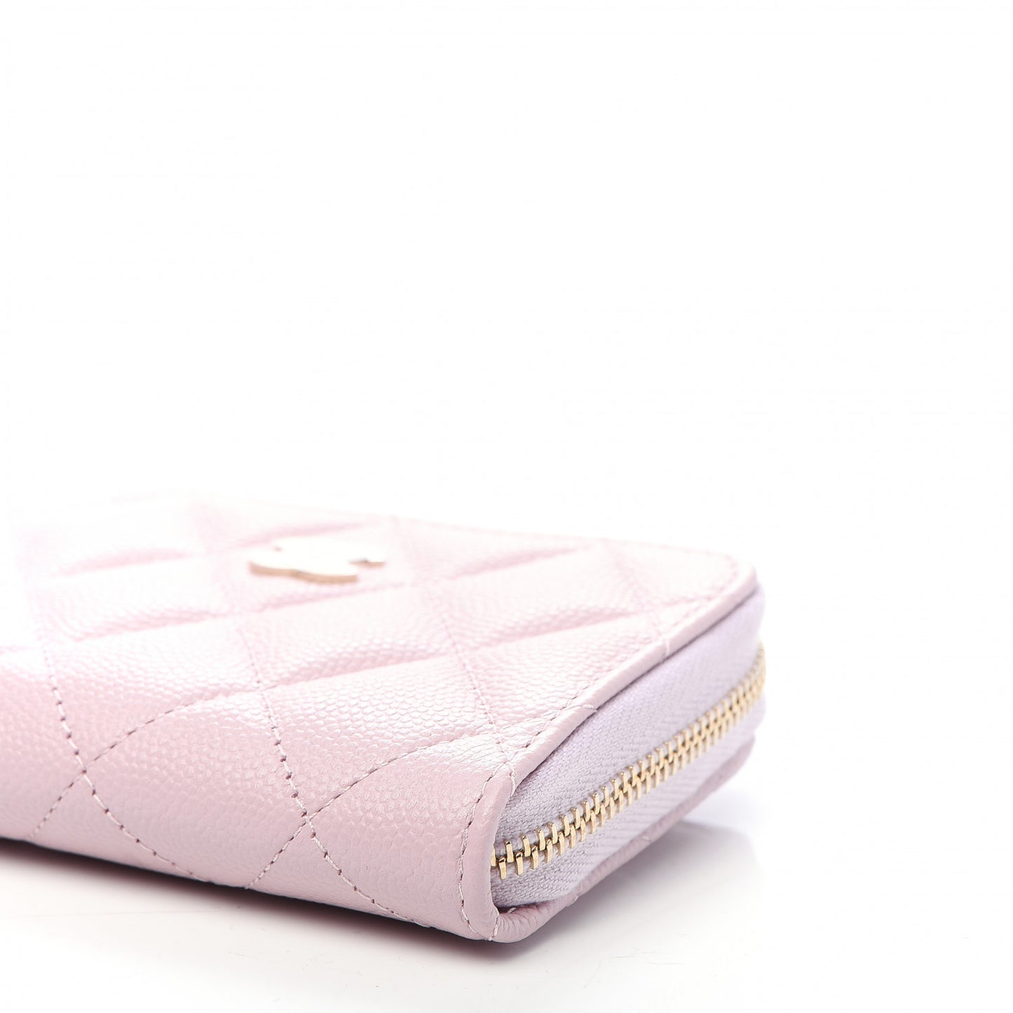 Caviar Quilted Zip Coin Purse Light Pink