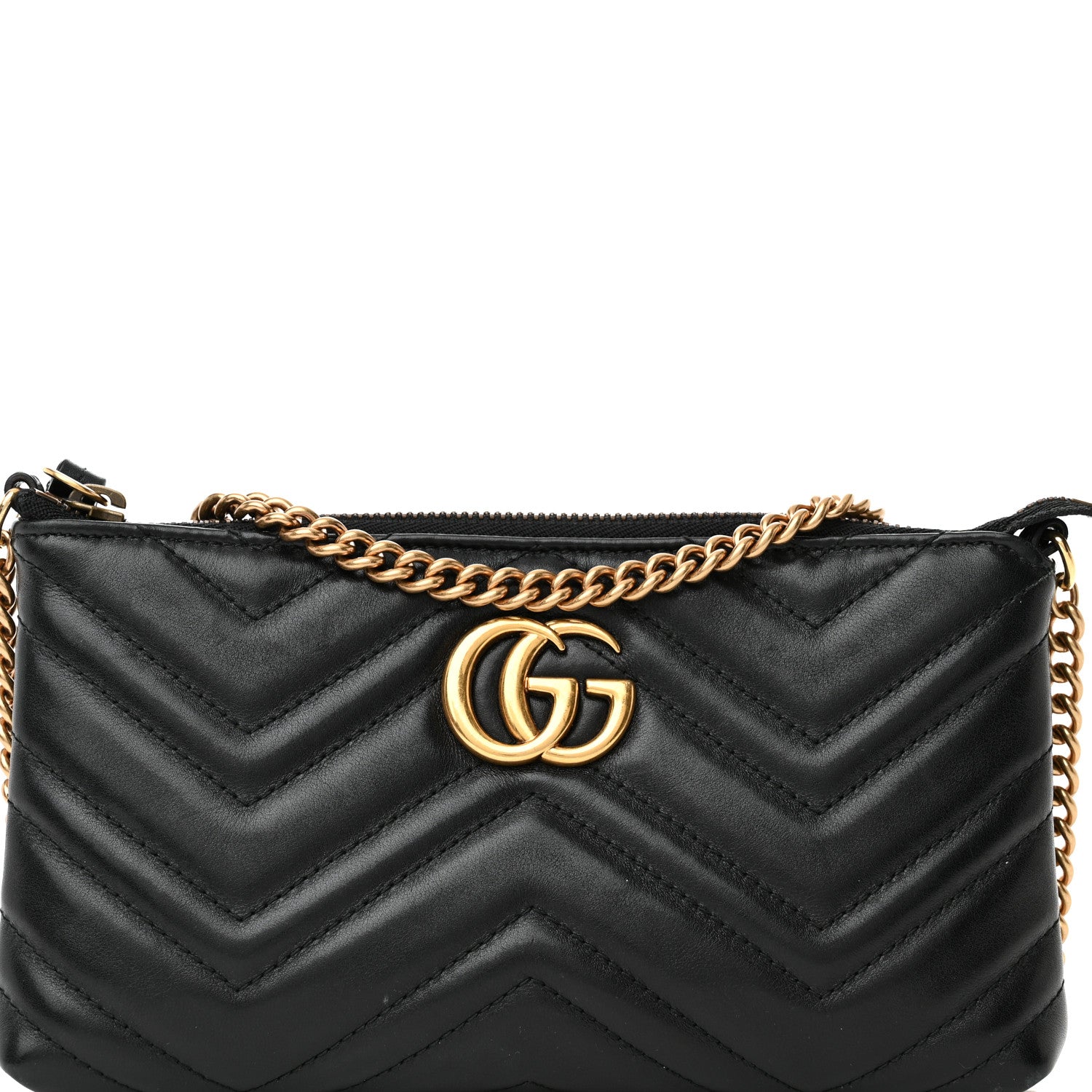 Gucci Calfskin Matelasse Mini GG Marmont Chain Bag Black 8 of 19