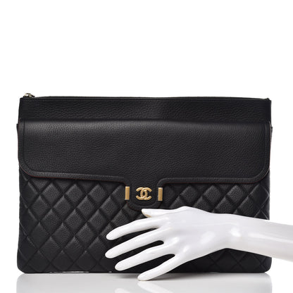 Chanel Grained Calfskin Quilted Large Archi Chic Cosmetic Case Black 2 of 14