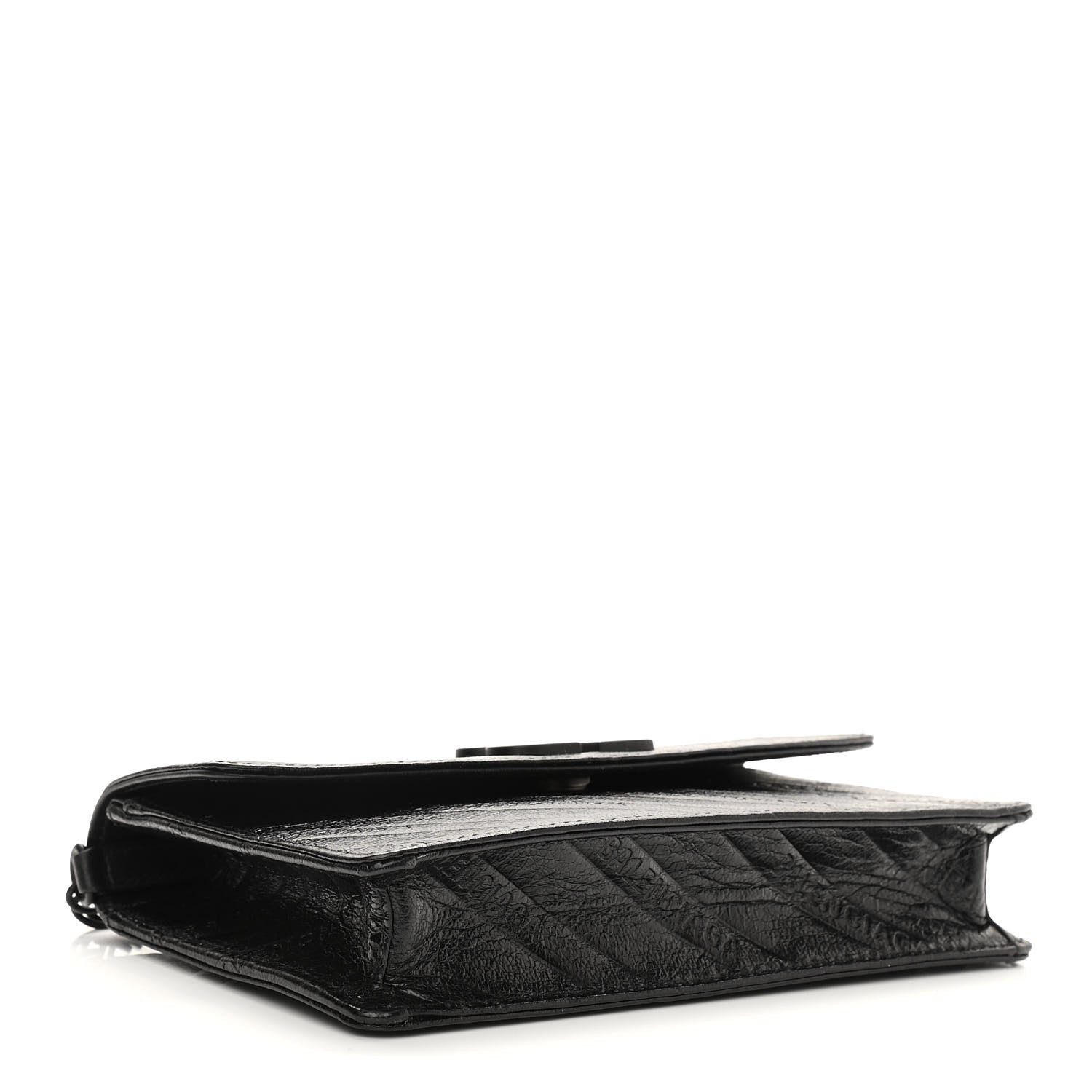 Balenciaga Shiny Goatskin Logo Embossed Monochrome BB Wallet On Chain Black 3 of 9