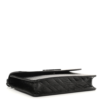Balenciaga Shiny Goatskin Logo Embossed Monochrome BB Wallet On Chain Black 3 of 9