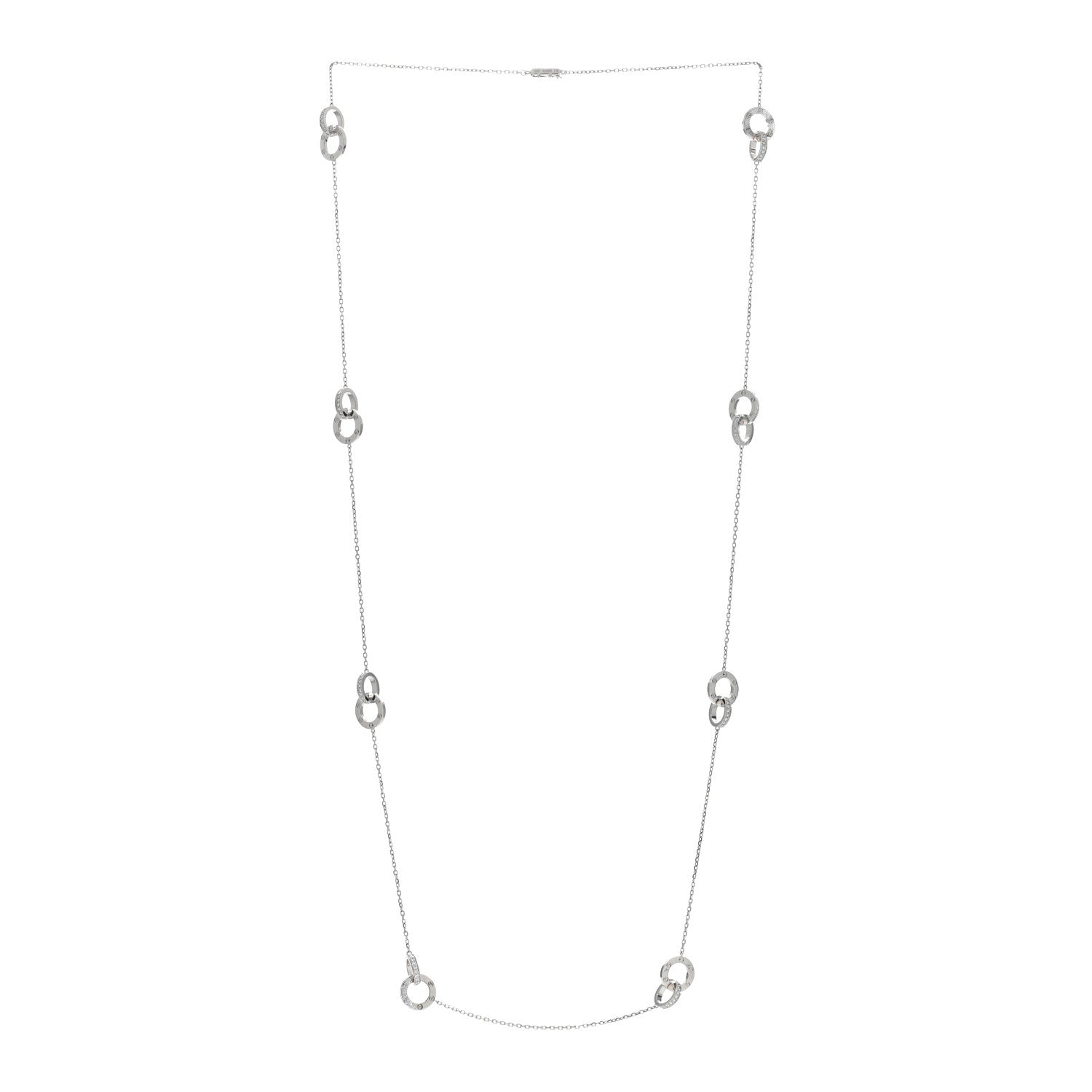 Cartier 18K White Gold Diamond LOVE Long Station Necklace 2 of 4