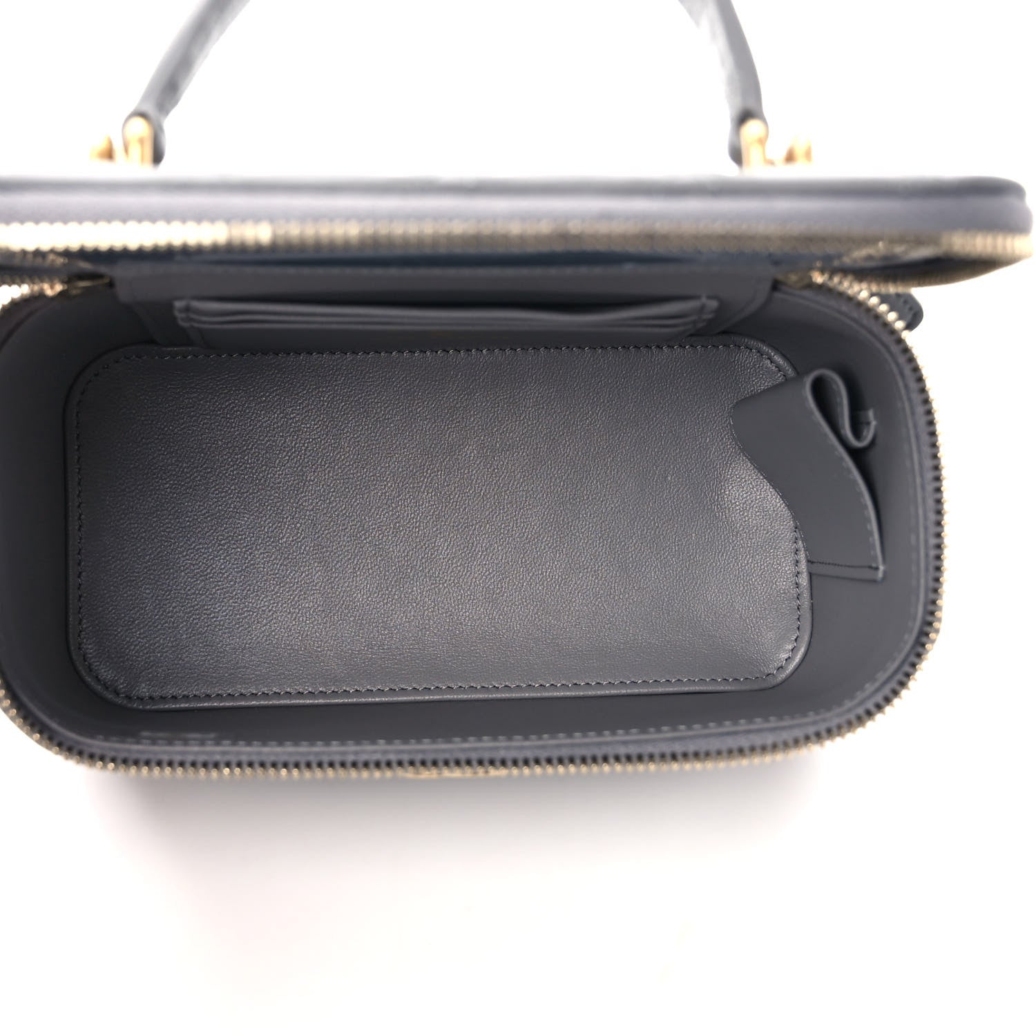 Chanel Lambskin Quilted Metal Small Top Handle Vanity Case With Chain Grey 5 of 10