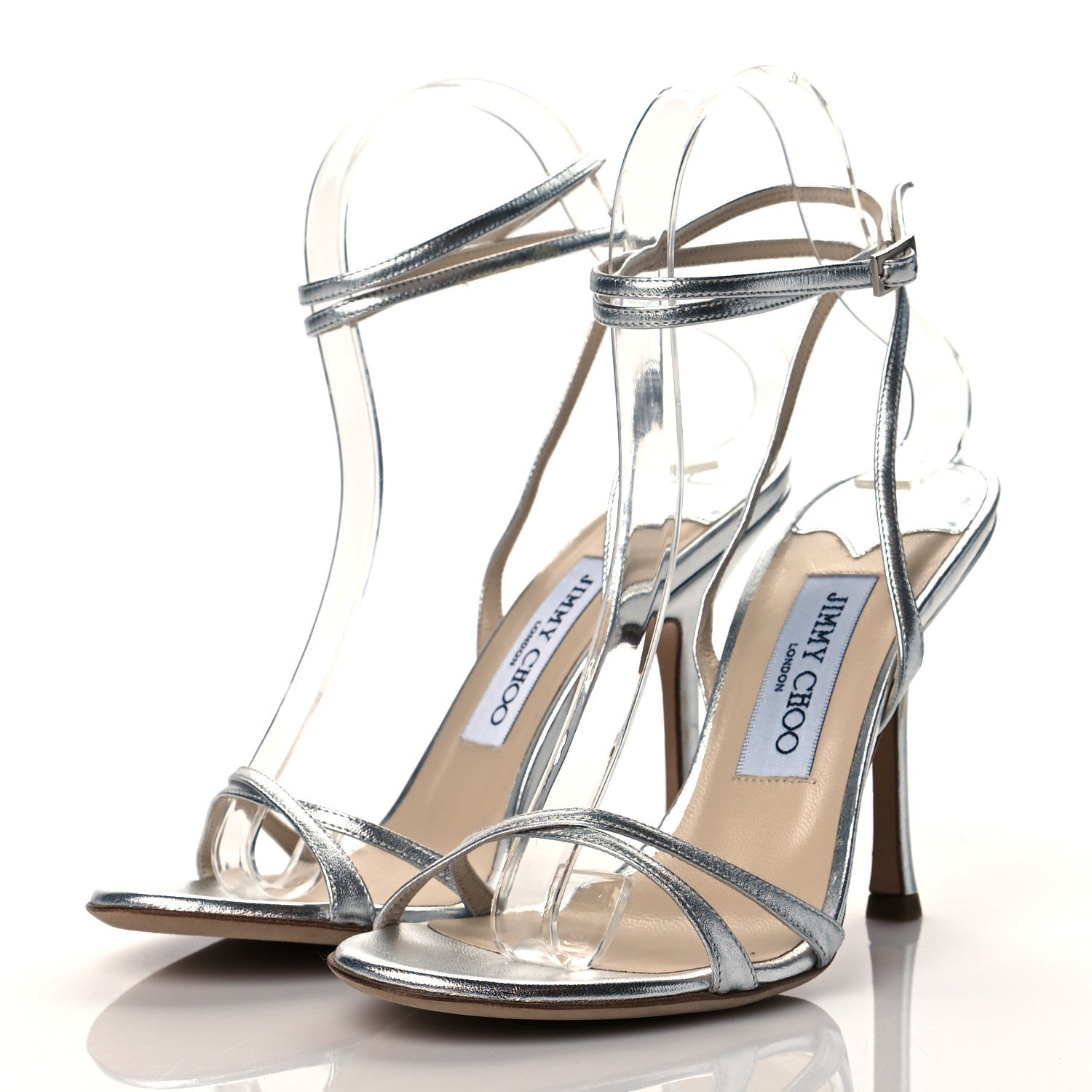 Jimmy Choo Metallic Calfskin Juliet 85 Sandals 37.5 Silver 3 of 11