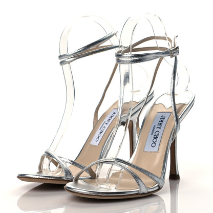Jimmy Choo Metallic Calfskin Juliet 85 Sandals 37.5 Silver 3 of 11