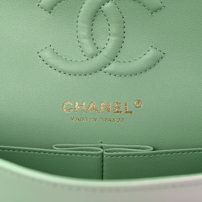 Chanel Lambskin Quilted Ombre Small Double Flap Light Green Light Purple 6 of 10