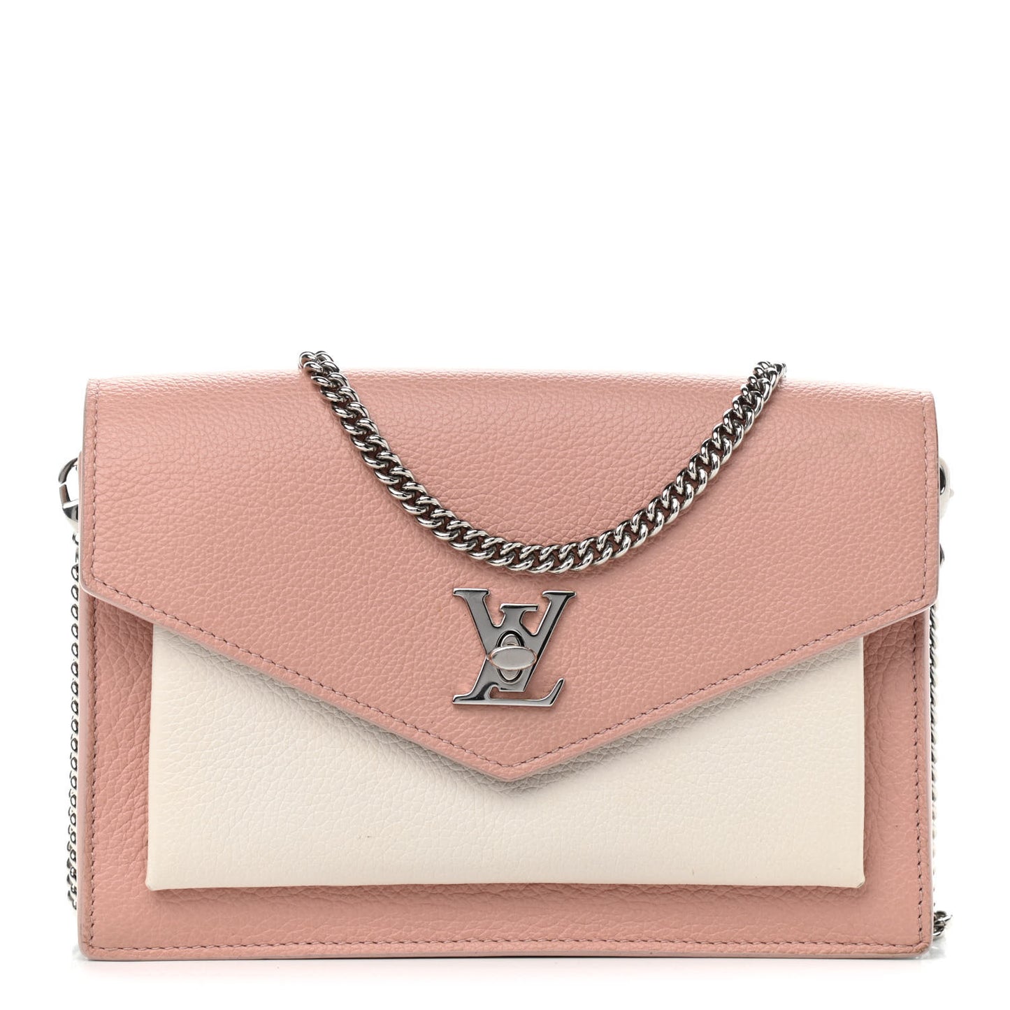Calfskin My Lockme Chain Pochette Rose Ballet White